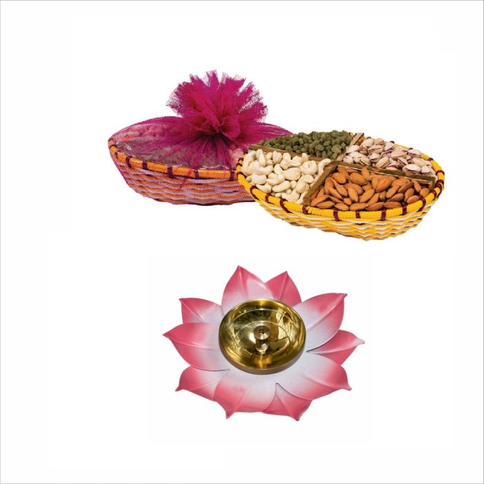 Fancy Dry Fruits Tokni (E1) with Medium Diya main product photo