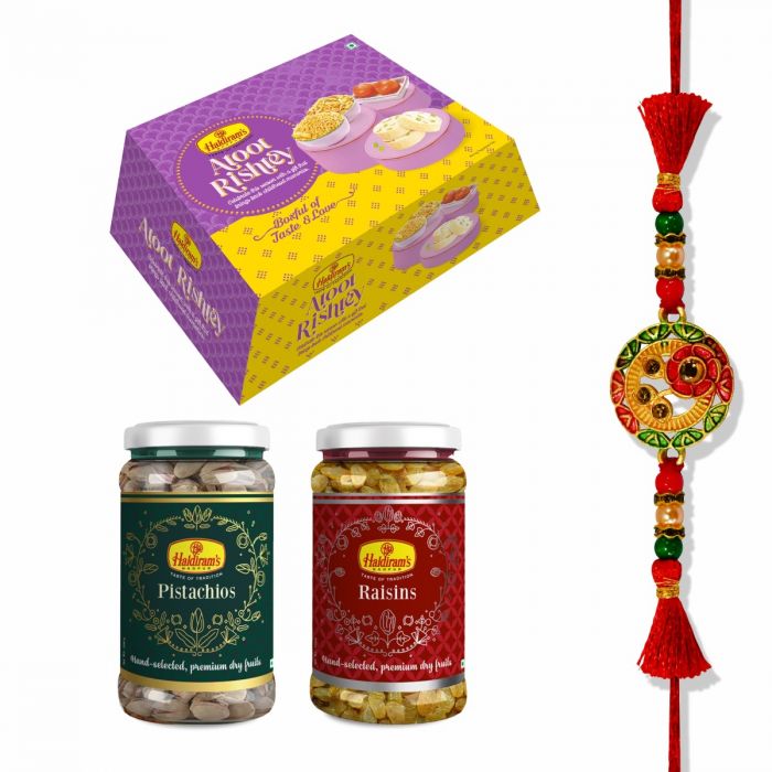 Atoot Rishtey (Gift Box) Pistachios Jar (200 g),Raisins Jar (250 g) With Premium Rakhi main product photo