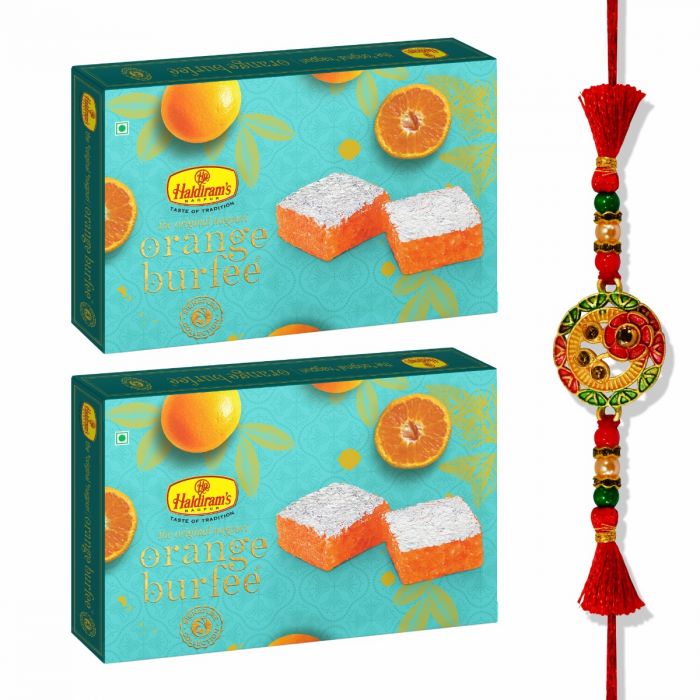 Orange Burfee Pack of 2 (500 X2) With Premium Rakhi main product photo