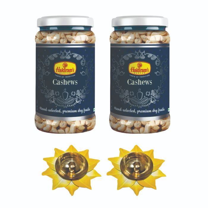 Cashew Jar Pack of 2 (200g x 2) with 2 Small Diya main product photo