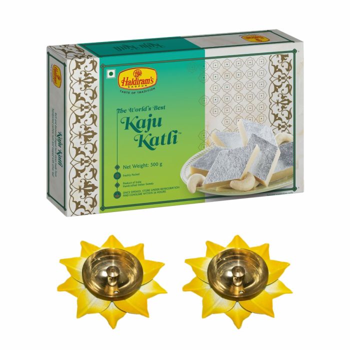 Kaju Katli 500 g with 2 Small Diya -Metal main product photo