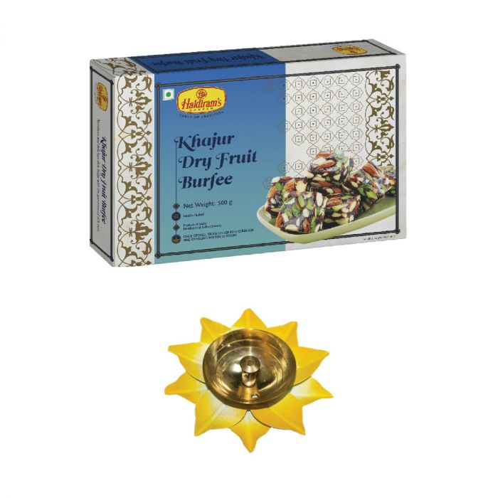 Khajur Dry Fruit Burfee (500 g) with Small Diya main product photo