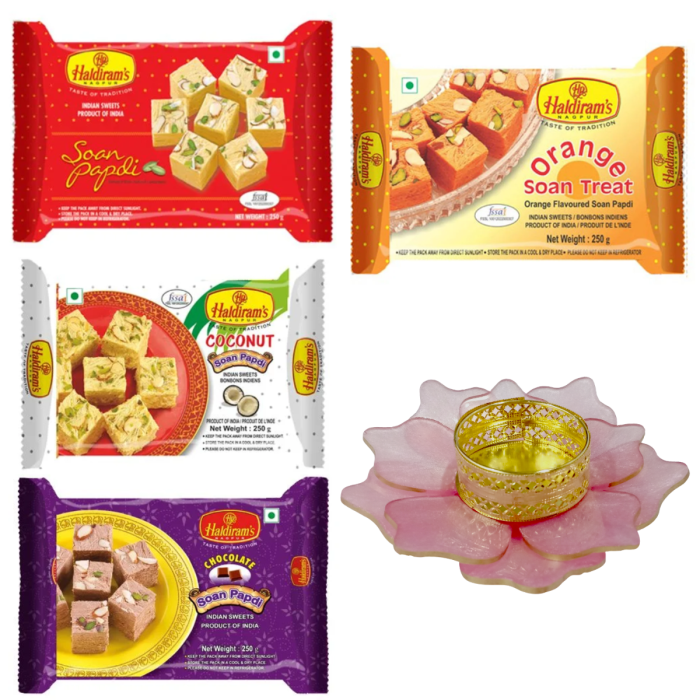 Soan Papdi Pack of 4 (250 g x 4) with Medium Diya main product photo