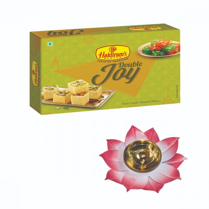Double Joy Diwali Gift Box with Medium Diya main product photo