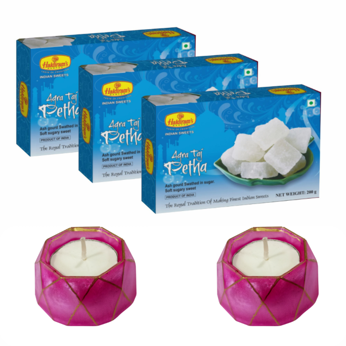 Agra Taj Petha Pack of 3 (200 g x 3) with 2 Small Diya main product photo