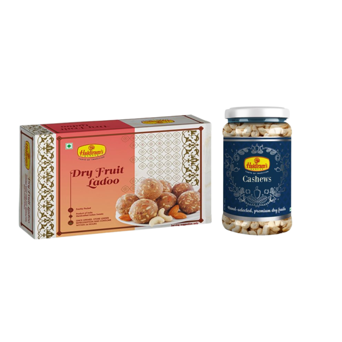 Haldirams Nagpur Dry Fruit laddu and Cashew Jar Combo
