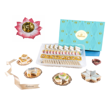 CHEERFUL DELIGHTS with Medium Diya-Metal