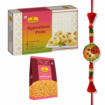 Rajasthani Peda 500 g, Chatpata Dal(200 g) With Premium Rakhi