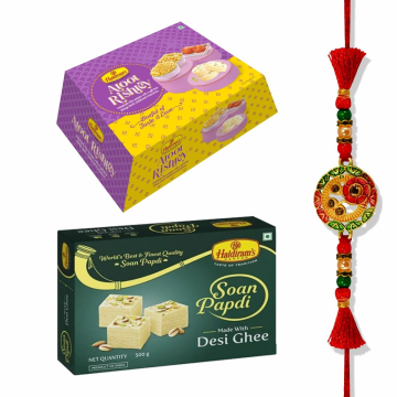 Atoot Rishtey Gift Box Soan Papdi Desi Ghee 500 g With Premium Rakhi