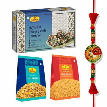 Khajur Dry Fruit Burfee(500g), Aloo Bhujia, All in One with Rakhi
