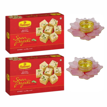 Soan Papdi (1 kg x 2) with 2 Medium Diya 