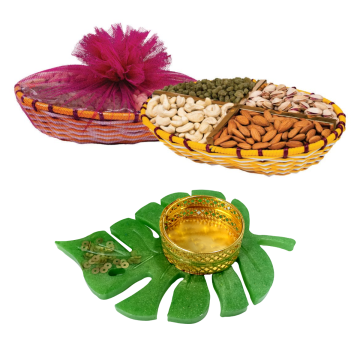 Fancy Dry Fruits Tokni (E1) with Medium Diya