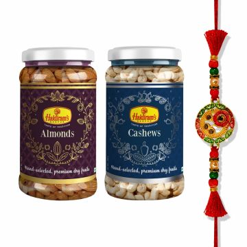 Almond Jar (250 g),Cashew Jar (200 g) With Premium Rakhi