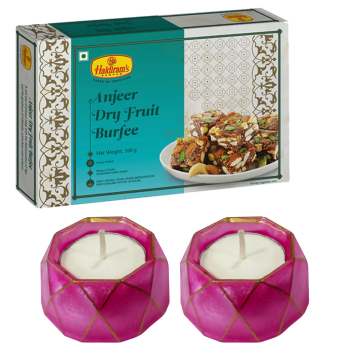 Anjeer Dry Fruit Burfee (250 g) with 2 Small Diya 