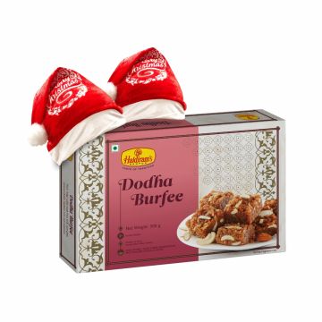 Dodha Burfee 500 g with 2 Christmas Cap