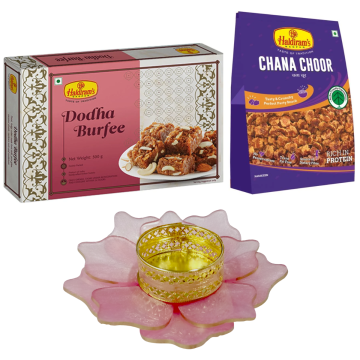 Dodha Burfee 500 g and Chana Choor 200 g with Medium Diya 