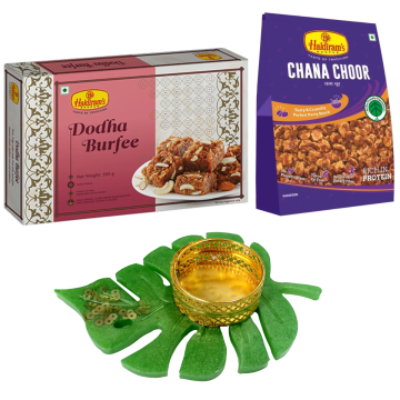 Dodha Burfee 500 g and Chana Choor 200 g with Medium Diya 