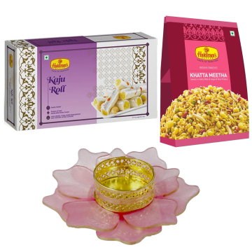 Kaju Roll 500 g and Khatta Meetha 200 g with Medium Diya 