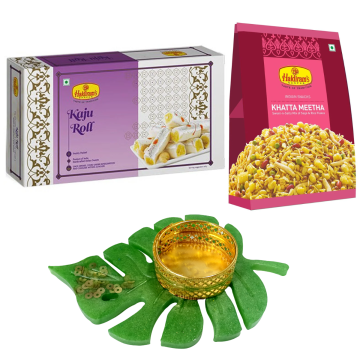 Kaju Roll 500 g and Khatta Meetha 200 g with Medium Diya 