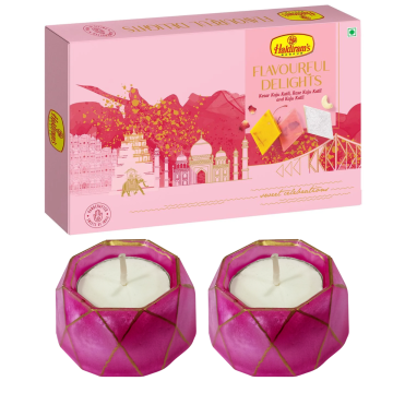 Flavourful Delights (Assorted Kaju Katli 500 g) with 2 Small Diya 