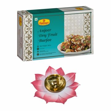 Anjeer Dry Fruit Burfee (500 g ) with Medium Diya-Metal