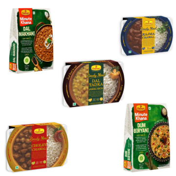 Choley Chawal, Dal Tadka with Jeera rice, Dal Makhani, Rajma Chawal & Dum Biryani 200 g Combo