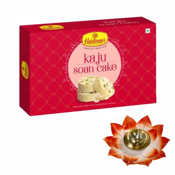 Kaju Soan Cake (250g) with Large Diya