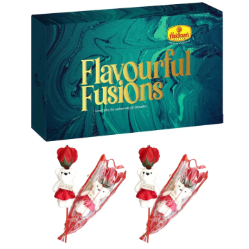 Flavourful Fusions - Kaju (500 g) With Two Valentine Tedi-Rose
