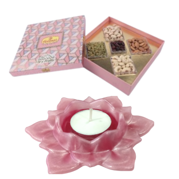 Fancy Dry Fruits Gift Box (QQ) with large Diya