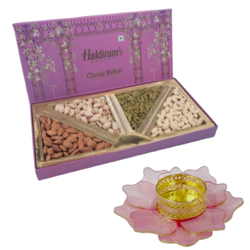 Classic Relish Dry Fruits Gift Box with Medium Diya