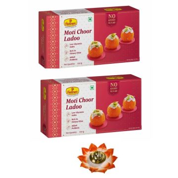 Moti Choor Ladoo -No Added Sugar (250 gms) Pack of 2- With Large Diya
