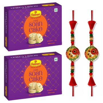 Mini Soan Cake 200 g  x 2 Packs with 2 Premium Rakhi