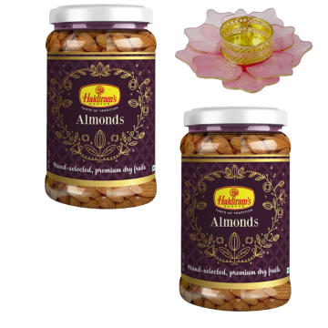 Almond Jar Pack of 2 (250 g x 2) with Medium Diya 