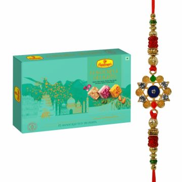 Flavourful Delights Assorted Badam Burfee (500 g) With Premium Rakhi