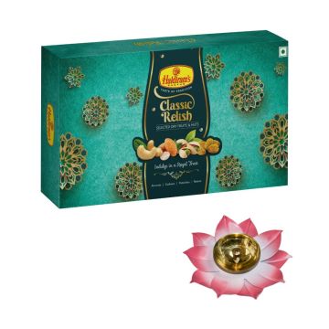 Classic Relish Dry Fruits Gift Box with Medium Diya
