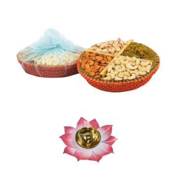 Fancy Dry Fruits Tokni (C1) with Medium Diya
